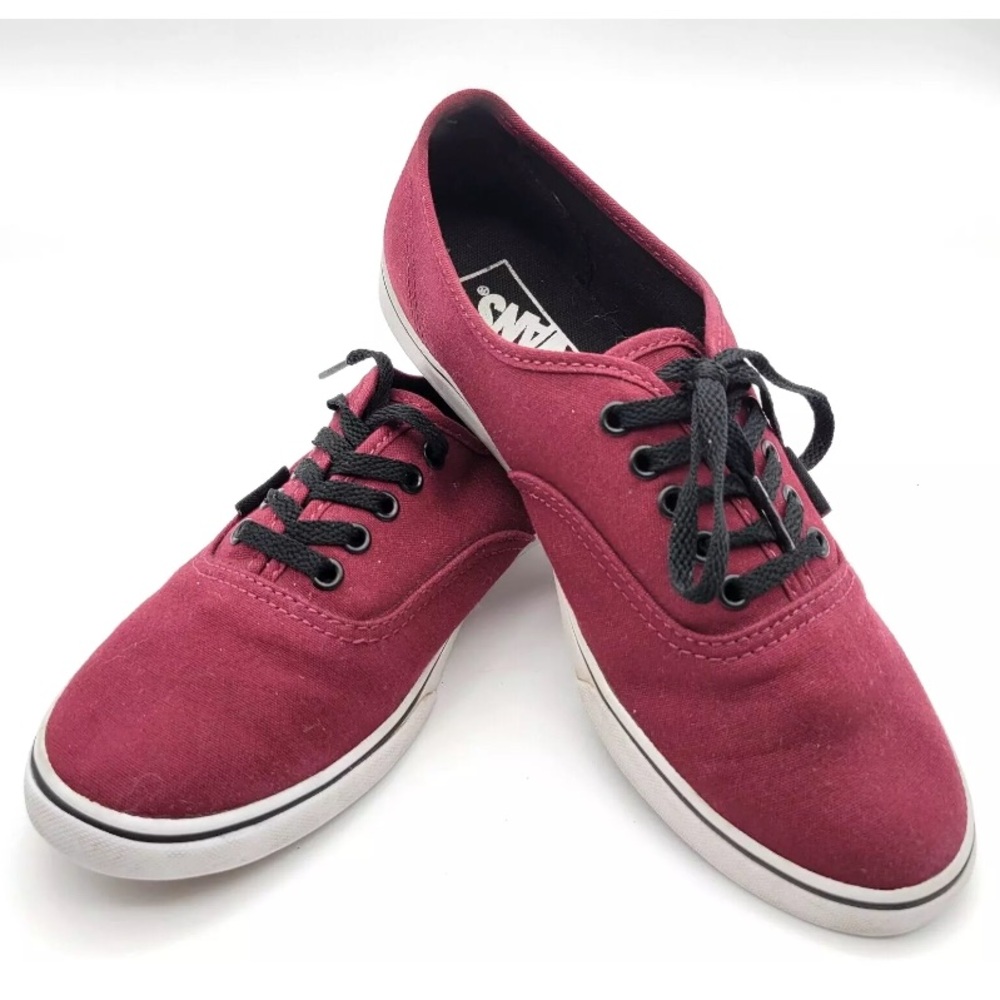 Vans Off The Wall Lace Up Skate Shoes Canvas Lace Up Maroon Womens Sz 8 Mens 6.5
